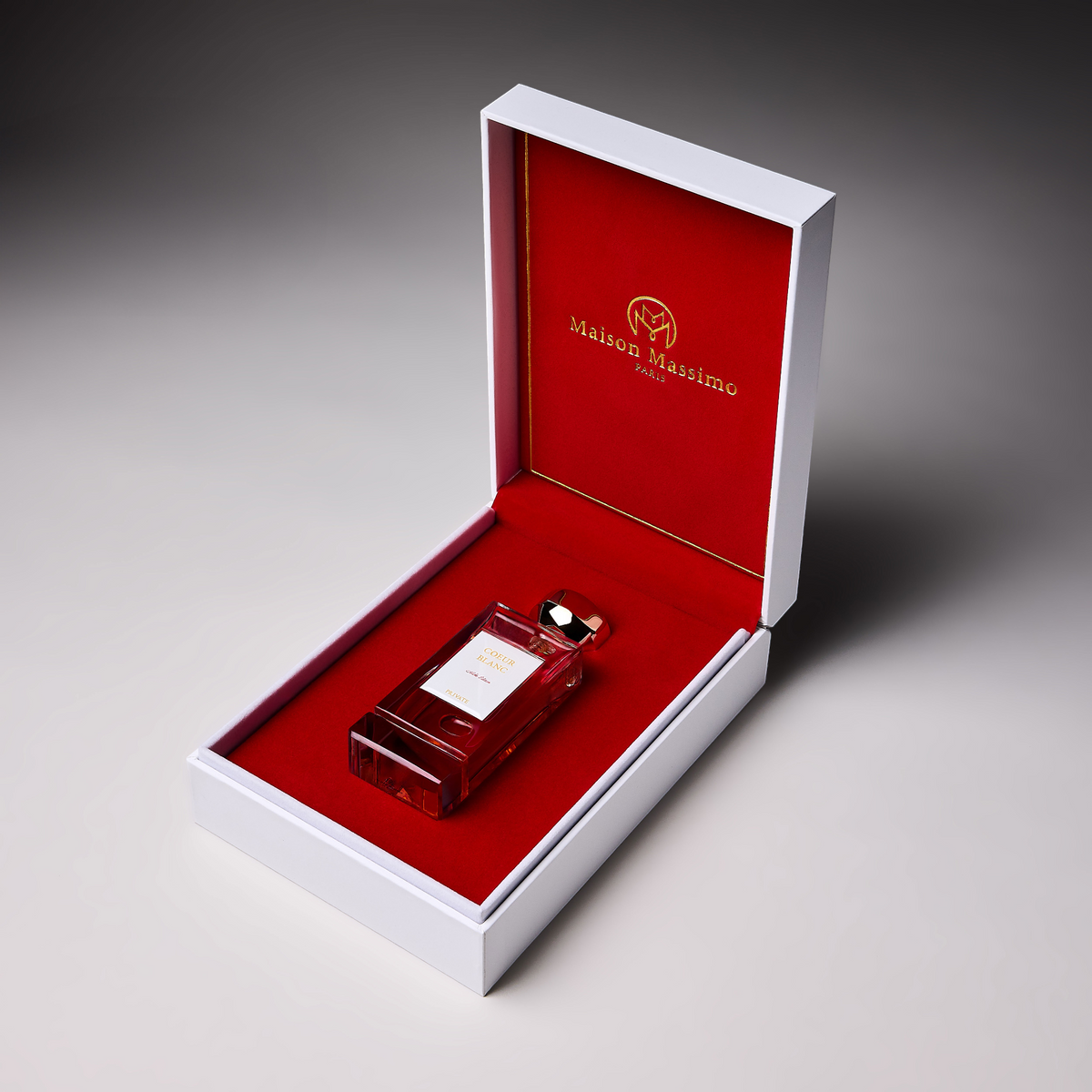 Cœur Blanc Maison Massimo dans son coffret ouvert
