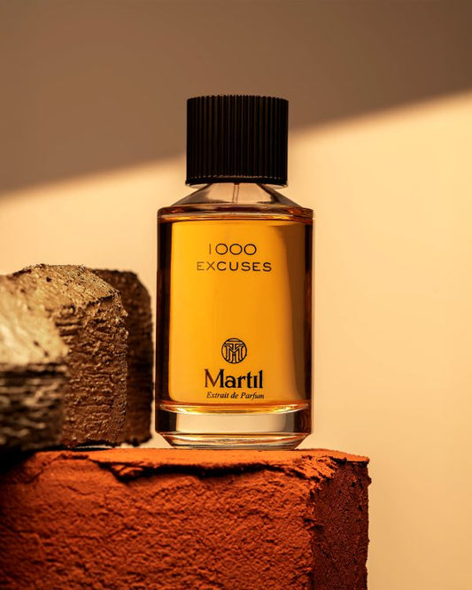1000 Excuses de Martil, extrait de parfum 100 ml, coffret noir et or