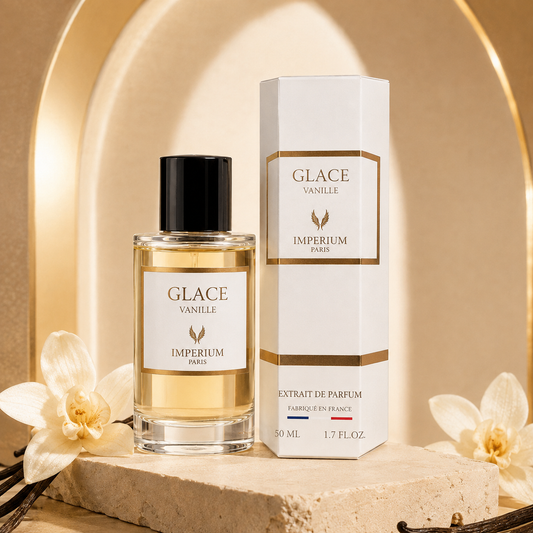 Flacon Glace Vanille d’Imperium Paris avec sa boîte
