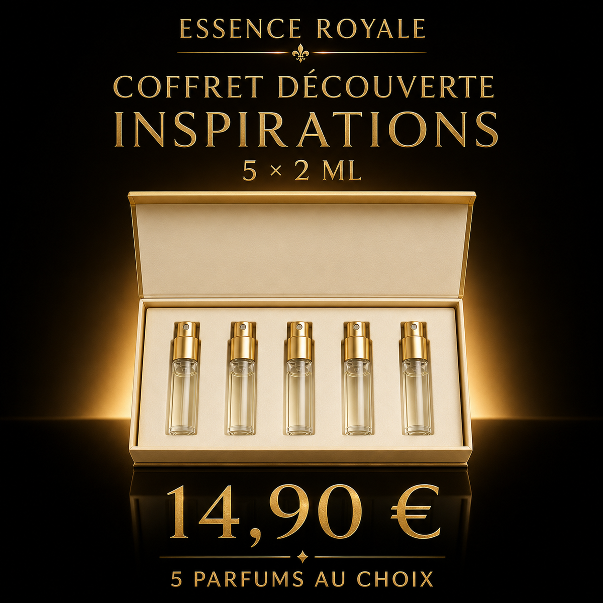 Coffret découverte avec cinq parfums d’inspiration au format 2 ml