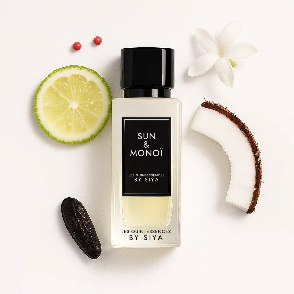 Sun & Monoï LES QUINTESSENCES BY SIYA extrait de parfum 50 ml inspiration Soleil Blanc - photo olfactive et notes parfumées